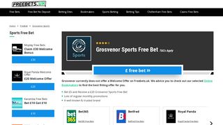 Grosvenor Sports Free Bet - Get £20 Betting Bonus | Free Bets UK