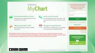 MyChart - Login Page - Parkview Health