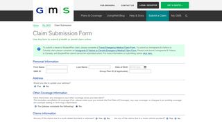 Claim Submission Form - GMS - Group Medical Services