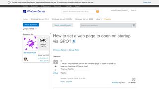 How to set a web page to open on startup via GPO? - Microsoft