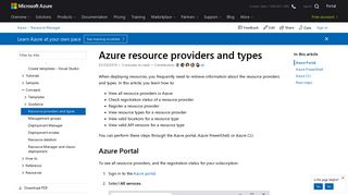 Azure resource providers and resource types | Microsoft Docs