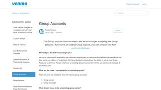 Group Accounts – Venmo