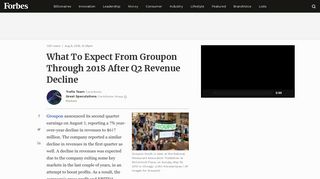 What To Expect From Groupon Through 2018 After Q2 Revenue Decline