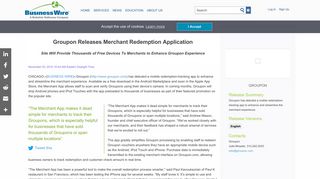 Groupon Releases Merchant Redemption Application | Business Wire