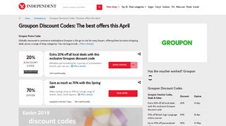 Groupon Discount Codes | 20% off | The Independent