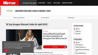 Groupon Discount Codes & Promo Codes - February | Mirror.co.uk