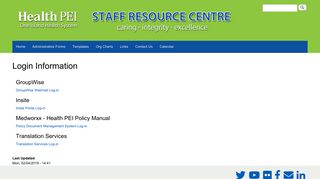 Login Information | Health PEI | Staff Resource Centre