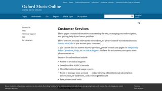 Customer Services - Oxford Music Online
