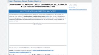 Grow Financial Federal Credit Union Login, Bill Payment & Customer ...
