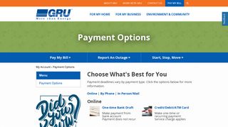 GRU > My Account > Payment Options - Gainesville Regional Utilities