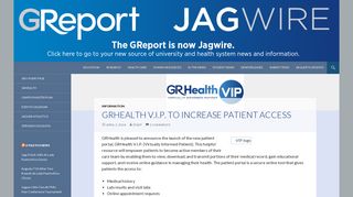 GRHealth V.I.P. to increase patient access | GReport