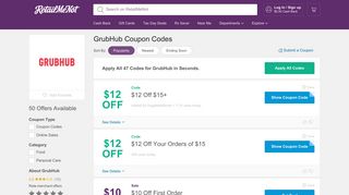 GrubHub Promo Codes: $10 Off Coupon February 2019 - RetailMeNot