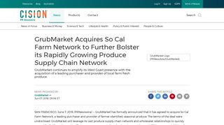 GrubMarket Acquires So Cal Farm Network to Further Bolster its ...