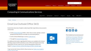 Email (via Outlook/Office 365) | Computing ... - University of Guelph