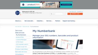 GS1 UK | My Numberbank