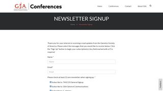 Newsletter Signup - GSA Conferences - Genetics Society of America