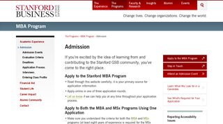 Admission Information for the Stanford MBA Program | Stanford ...