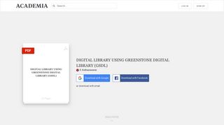 DIGITAL LIBRARY USING GREENSTONE DIGITAL LIBRARY (GSDL ...