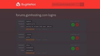 forums.gsmhosting.com passwords - BugMeNot