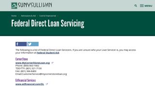 Federal Direct Loan Servicing | SUNY Sullivan