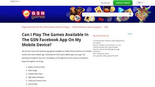 Can I play the games available in the GSN Facebook app on my ...