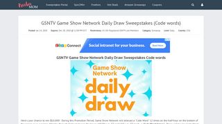 GSNTV Game Show Network Daily Draw Sweepstakes (Code words ...