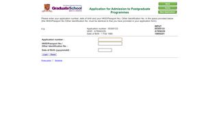 Application for Admission to Postgraduate