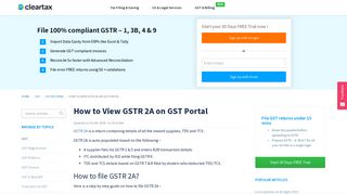 How to View GSTR 2A on GST Portal - ClearTax
