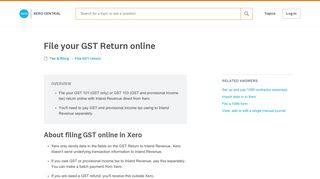 File your GST Return online - Xero Central
