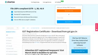 GST Registration Certificate - Download from gst.gov.in - ClearTax