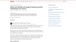 Where can I find the GST login ID and password for submitting a ...