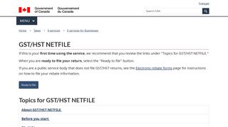 GST/HST NETFILE - Canada.ca