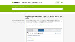 How do I sign up for direct deposit to receive my GST/HST credit ...