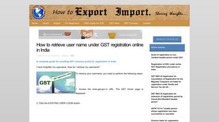 How to retrieve user name under GST registration online in India