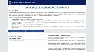Grievance Redressal Portal for GST