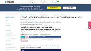 How to check GST Registration Status - GST Application ARN Status