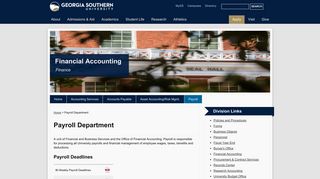 Payroll Department | Financial Accounting | Georgia Southern University