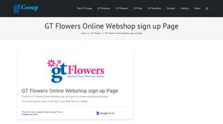 The GT Group | GT Flowers Online Webshop sign up Page - The GT ...