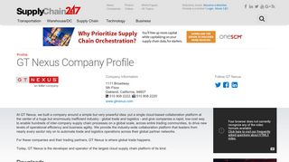 GT Nexus - Supply Chain 24/7 Company