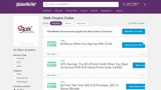 $2 Off Gtalk Coupon, Promo Codes - RetailMeNot