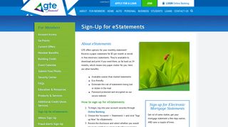 Sign-Up for eStatements - GTE Financial