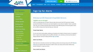 Sign Up for Alerts - GTE Financial