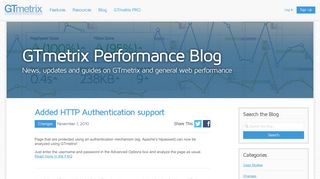 Added HTTP Authentication support | GTmetrix