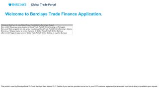 Barclays Global Trade Portal Logon Page - Trade Application Sign-on