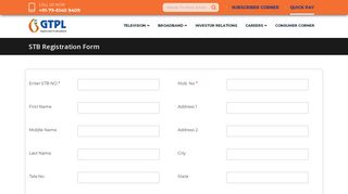 STB Registration Form | GTPL