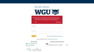 WGU Student Portal - Login