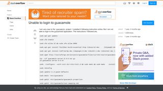Unable to login to guacamole - Stack Overflow