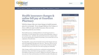 Health insurance changes & online bill pay at Guardian Pharmacy