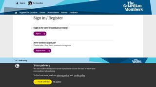 Sign in/Register | The Guardian Members