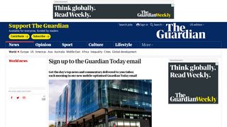 Sign up to the Guardian Today email | World news | The Guardian